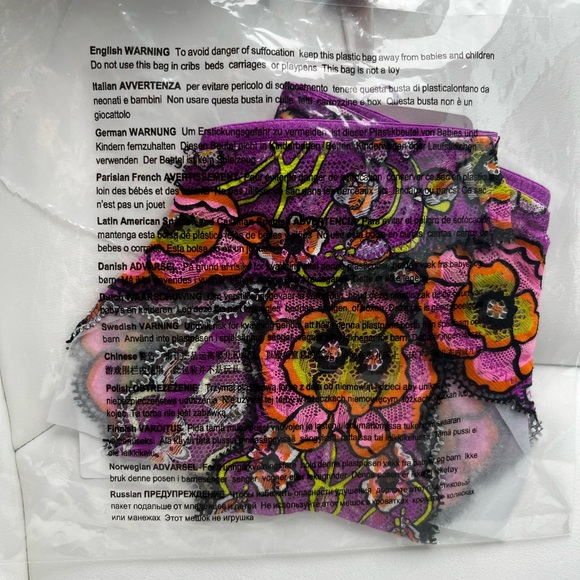 Savage X Fenty Juicy Purple Flower Poppy Print Mod Poppy Lace Brazilian Panty - Picture 6 of 9